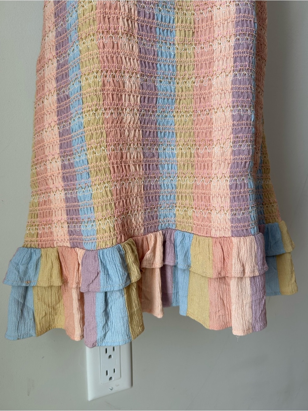 Y2K Smocked Babydoll Dress Fairycore Coquette Pastel Colours - Size Medium - Picture 5 of 15